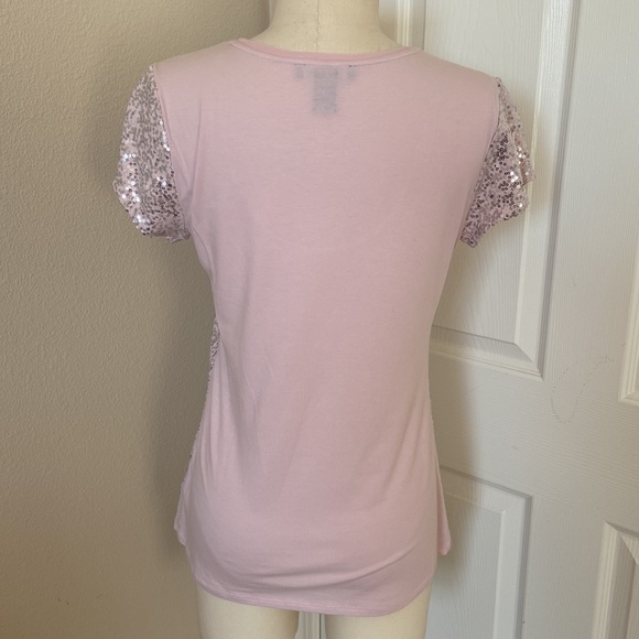 White House Black Market Pink Sequin Top Size M - Picture 5 of 7